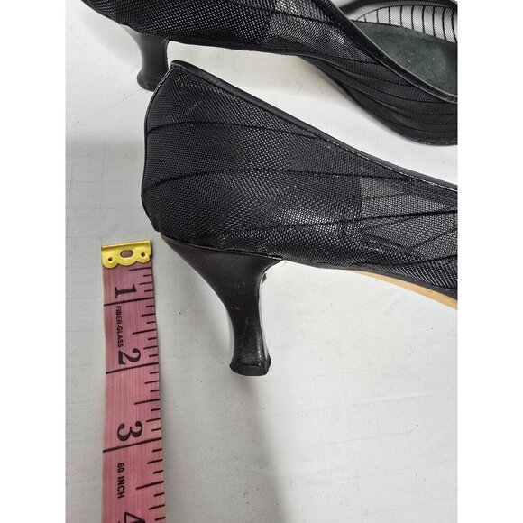 Vintage 80s 90s Black Mesh Prevata Pump High Heels Size 10 - Picture 12 of 16